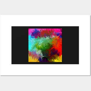 abstract art red orange pink green Posters and Art